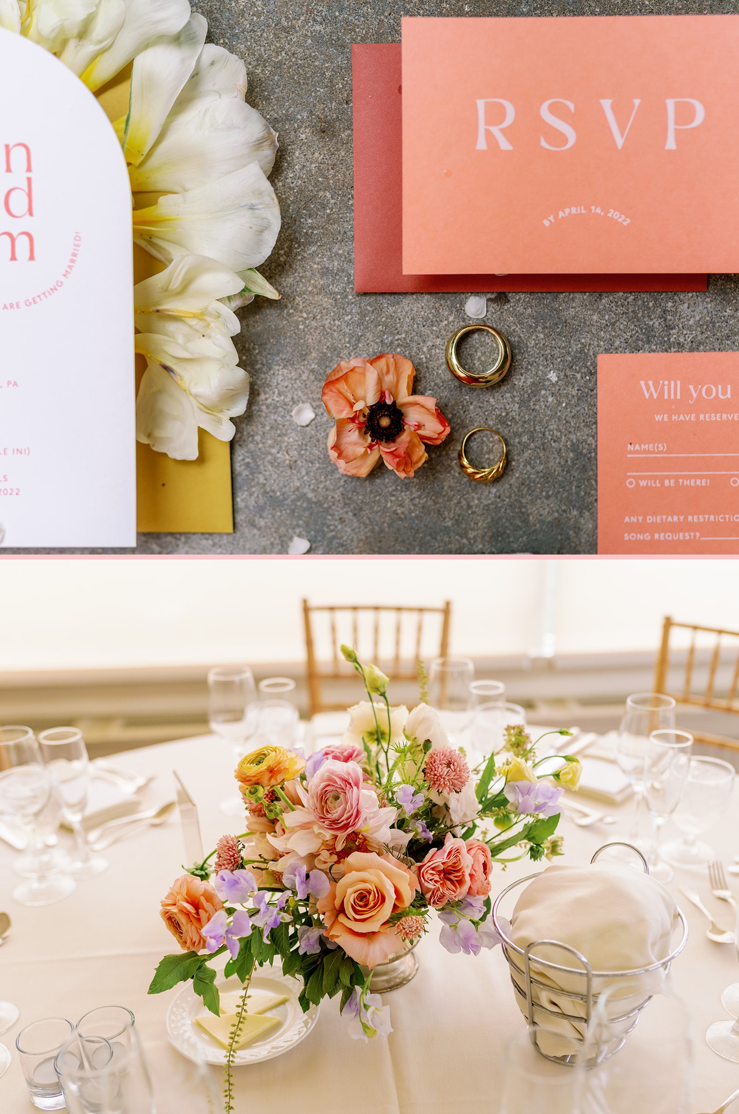 Wedding Details, invitation and flowers